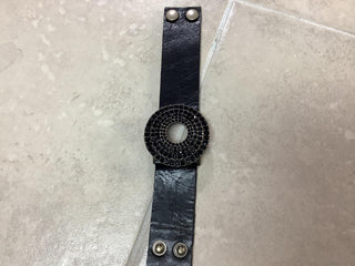 Bracelet Stair Step Leather Blk Jet