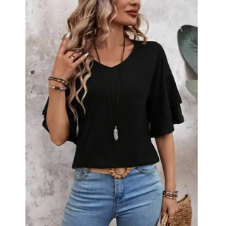 V-Neck Layered-Sleeve Tee