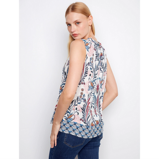 Printed Sleeveless Blouse - dolly mama boutique