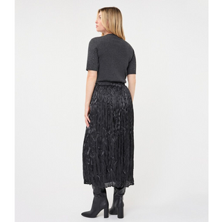 Pull-On Pleated Satin Maxi Skirt