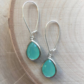 Silver Glass Short Earrings - dolly mama boutique