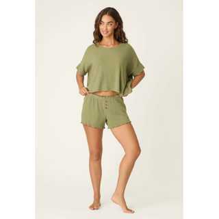 Ruffle-Edge Ribbed Short