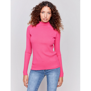 Mock-Neck Ribbed Sweater - dolly mama boutique