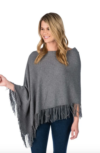 Fringed Cotton-Cashmere Poncho - dolly mama boutique