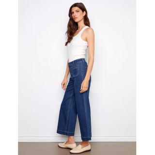 Stretch Denim Crop Flare Pocket Pant - dolly mama boutique