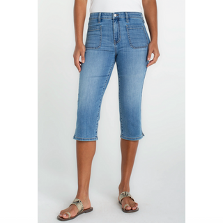 Patch-Pocket Denim Capri
