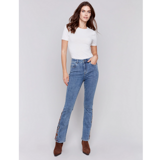 Bootcut Pant with Embroidered Inset - dolly mama boutique