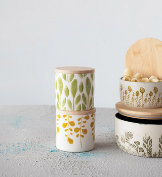 Stoneware Jar with Bamboo Lid - dolly mama boutique