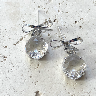 Crystal Drop Bow Earrings