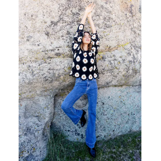 Flare-Leg Stretch Denim Pant