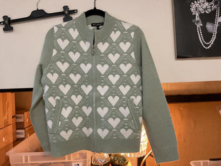 Heart Knit Zip Front Cardigan