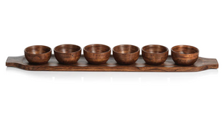 Redwood Teak Tray W/6 Bowls IN-7032 - dolly mama boutique