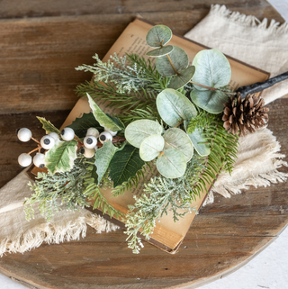 Whitewashed Hemlock Pick with White Berries - dolly mama boutique
