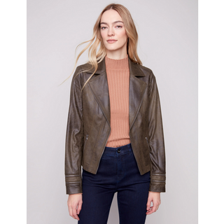Faux Suede Jacket with Zippers