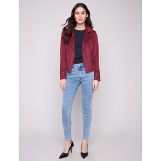 Faux Suede Jacket with Zippers - dolly mama boutique
