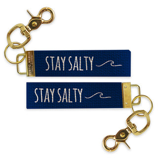 Rustic Marlin Stay Salty strap keychain, front