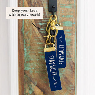 Rustic Marlin Stay Salty strap keychain, detail