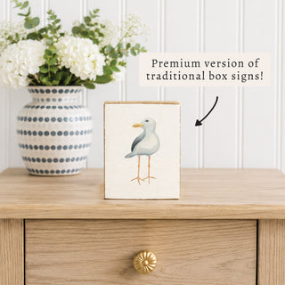 Rustic Marlin Seagull Block Sign, angled view