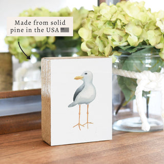 Rustic Marlin Seagull Block Sign, side view