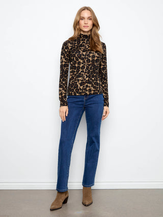 Leopard Print Mock Neck Top by Charlie B in Leopard - view 2