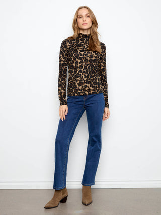 Leopard Print Mock Neck Top by Charlie B in Leopard - view 8