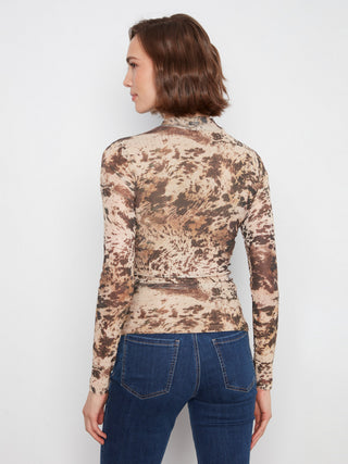 Mock Neck Lined Mesh Top by Charlie B in Country - view 5