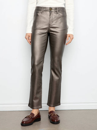 Slim Leg Metallic Wax Twill Pant by Charlie B in Hunter - view 2