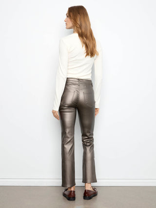 Slim Leg Metallic Wax Twill Pant by Charlie B in Hunter - view 4