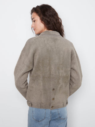 Eyelash Yarn Jacket with Patch Pockets by Charlie B in Verveine - view 4