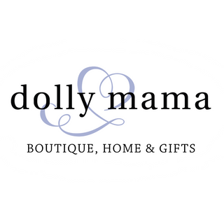 Logo for dolly mama boutique, home & gifts on a white background