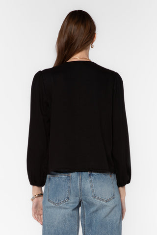 Kiki Ruffle Neck Top - Black - view 3
