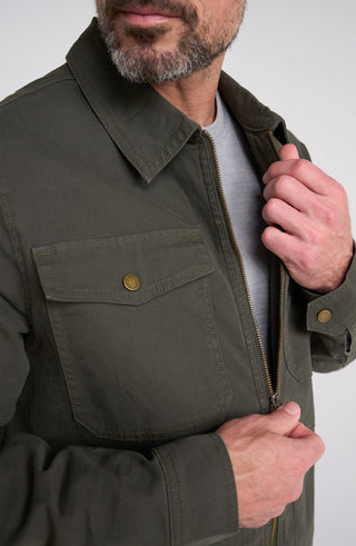 Garment-Dyed Canvas Zip Jacket by Liverpool in Pine Grove - view 3