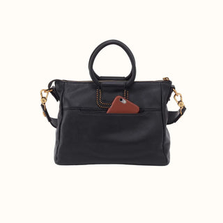 Sheila Medium Satchel - Black with Studs