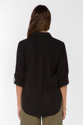 Sirena Tab Sleeve Shirt - Black - view 4