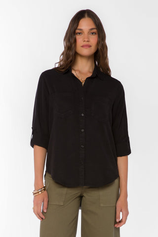 Sirena Tab Sleeve Shirt - Black - view 3
