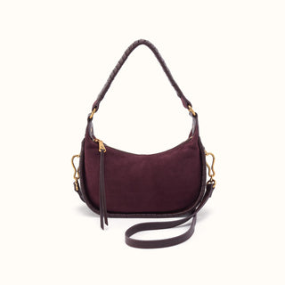 Mia Crescent Small Hobo Bag - Dark Cherry Suede