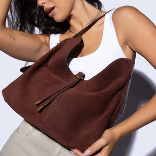 Atlas Hobo Bag - Chocolate Suede
