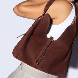 Atlas Hobo Bag - Chocolate Suede