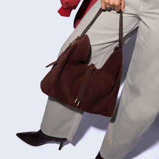Atlas Hobo Bag - Chocolate Suede