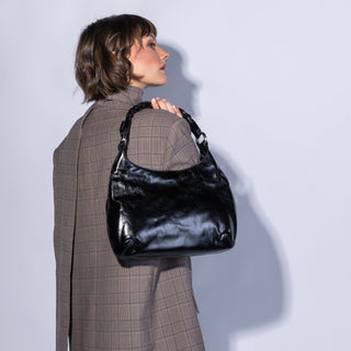Hobo Madison Shoulder Bag in black, side view