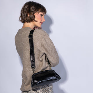 Hobo Alba Frame Small Shoulder Bag in black, side view