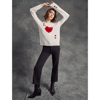 Drop-Shoulder Sweater - Queen of Hearts - dolly mama boutique