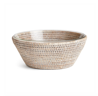 Rattan Serving Bowl NTN248WH - dolly mama boutique
