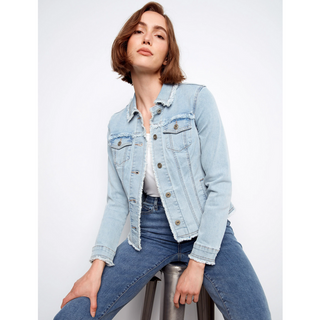 Fringed-Edge Denim Jacket - dolly mama boutique