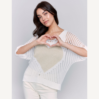 Fishnet Gold Heart Sweater