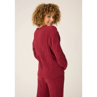 Chenille Cable Knit V-Neck Sweater