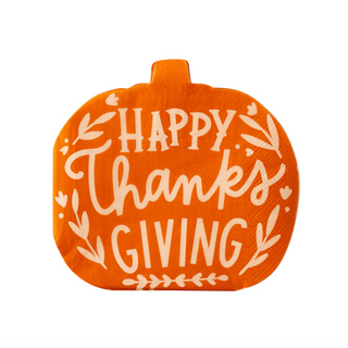 “Happy Thanksgiving” Pumpkin Cocktail Napkins