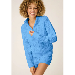 Chenille Cable Knit Quarter-Zip Sweater