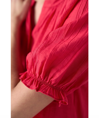 Two-Button Short-Sleeve Blouse - dolly mama boutique