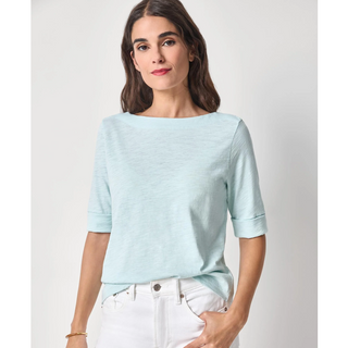 Cuffed Sleeve Boatneck Tee